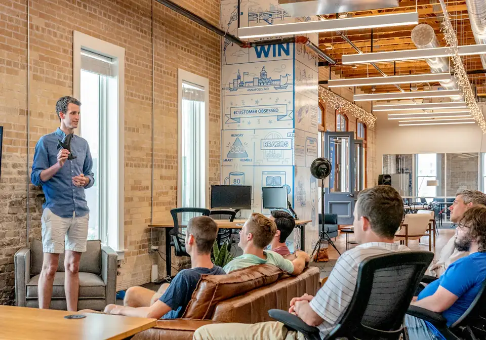 A team discussion in an office